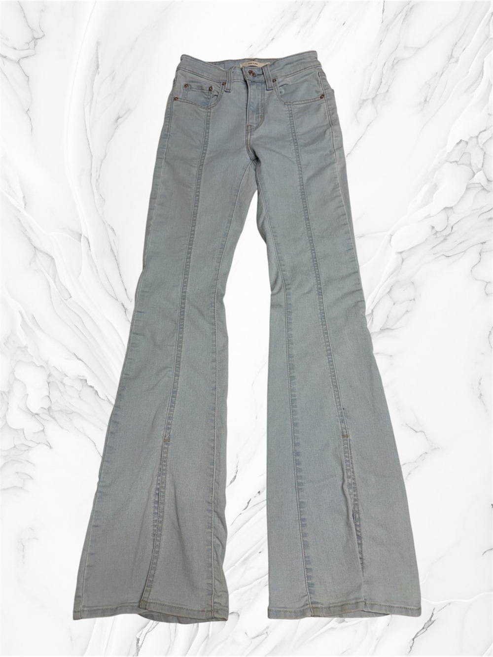 Levi’s 726 flare Light Blue Women's Flared Jeans front slits by hem sz 24